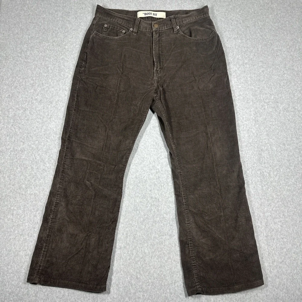 GAP Boot Fit Vintage Corduroy Pants Men's 35x30 Brown Grunge Retro 90s Made USA